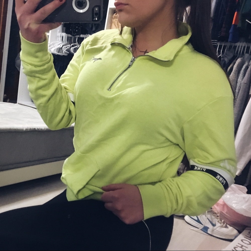 QUARTER ZIP UP PINK SWEATSHIRT